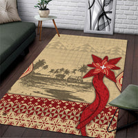 Tonga Language Week Area Rug Tribal Cross Ngatu Floral Pattern
