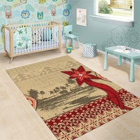 Tonga Language Week Area Rug Tribal Cross Ngatu Floral Pattern