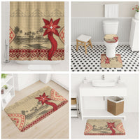 Tonga Language Week Bathroom Set Tribal Cross Ngatu Floral Pattern