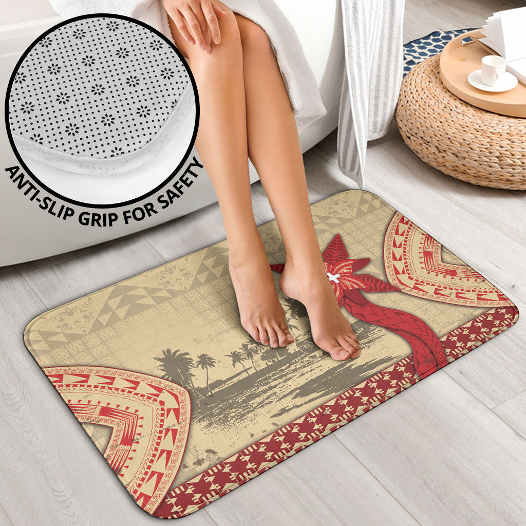 Tonga Language Week Bathroom Set Tribal Cross Ngatu Floral Pattern