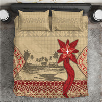 Tonga Language Week Bedding Set Tribal Cross Ngatu Floral Pattern
