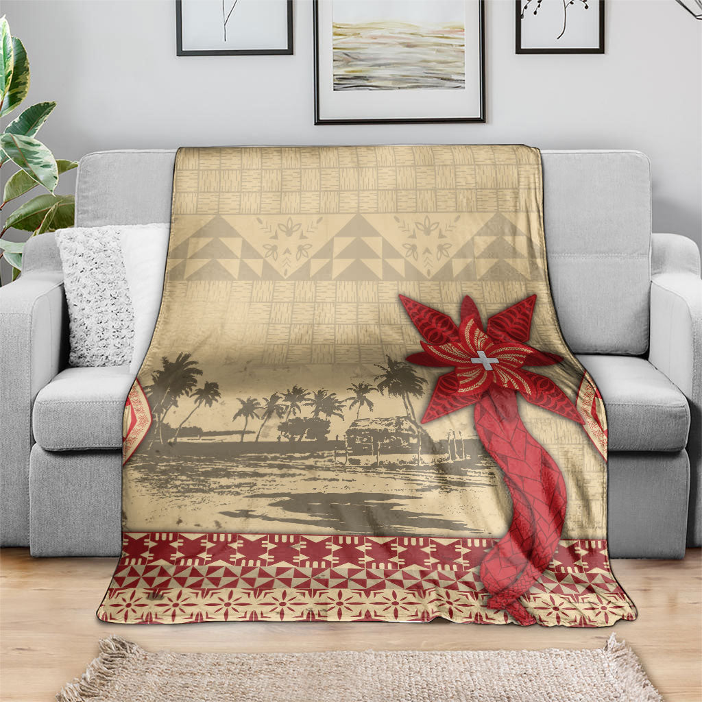 Tonga Language Week Blanket Tribal Cross Ngatu Floral Pattern