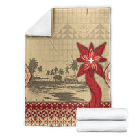 Tonga Language Week Blanket Tribal Cross Ngatu Floral Pattern