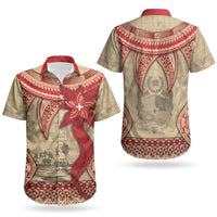Tonga Language Week Couples Matching Short Sleeve Bodycon Dress and Hawaiian Shirt Tribal Cross Ngatu Floral Pattern