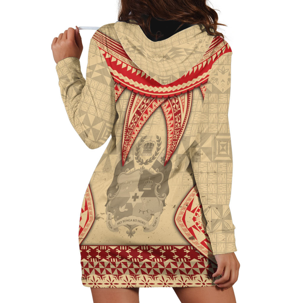 Tonga Language Week Hoodie Dress Tribal Cross Ngatu Floral Pattern