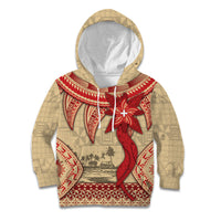 Tonga Language Week Kid Hoodie Tribal Cross Ngatu Floral Pattern