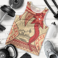 Tonga Language Week Men Tank Top Tribal Cross Ngatu Floral Pattern