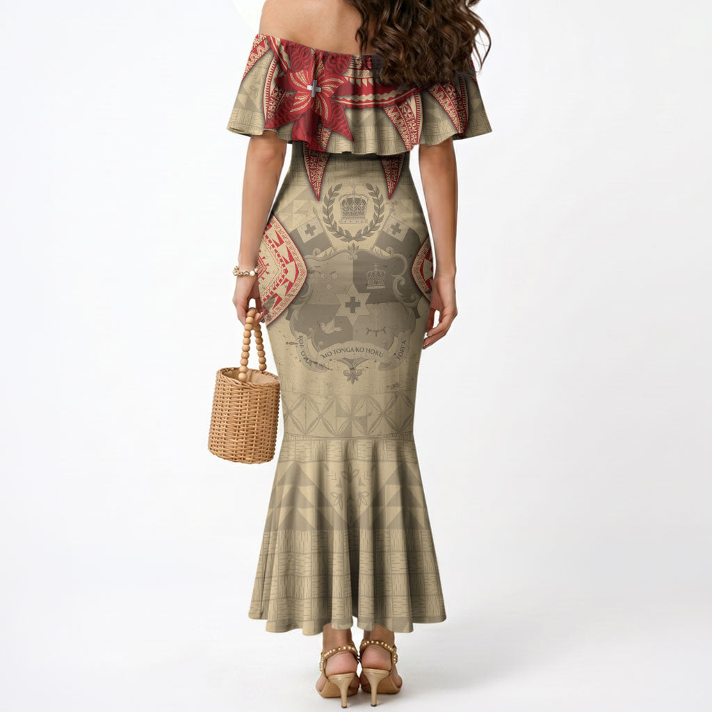 Tonga Language Week Mermaid Dress Tribal Cross Ngatu Floral Pattern