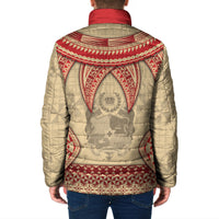 Tonga Language Week Padded Jacket Tribal Cross Ngatu Floral Pattern