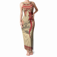 Tonga Language Week Tank Maxi Dress Tribal Cross Ngatu Floral Pattern