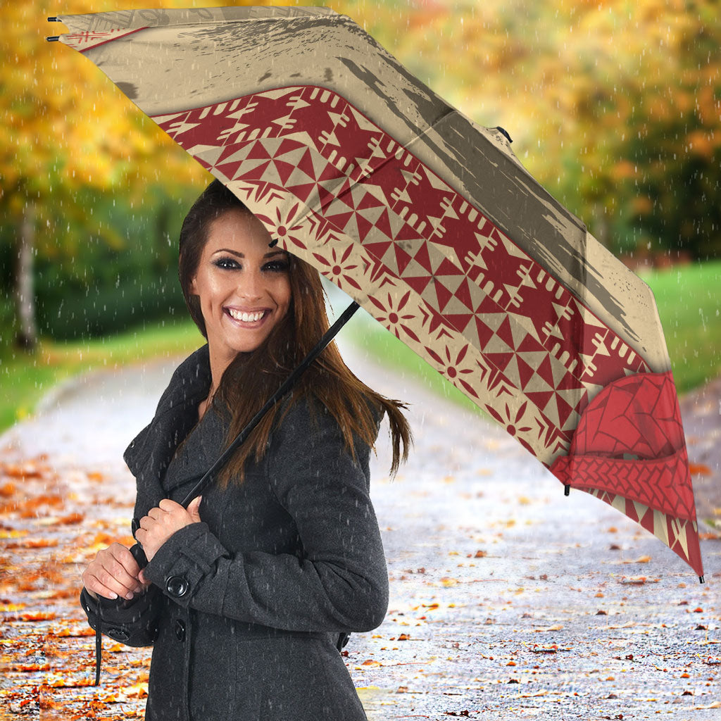 Tonga Language Week Umbrella Tribal Cross Ngatu Floral Pattern