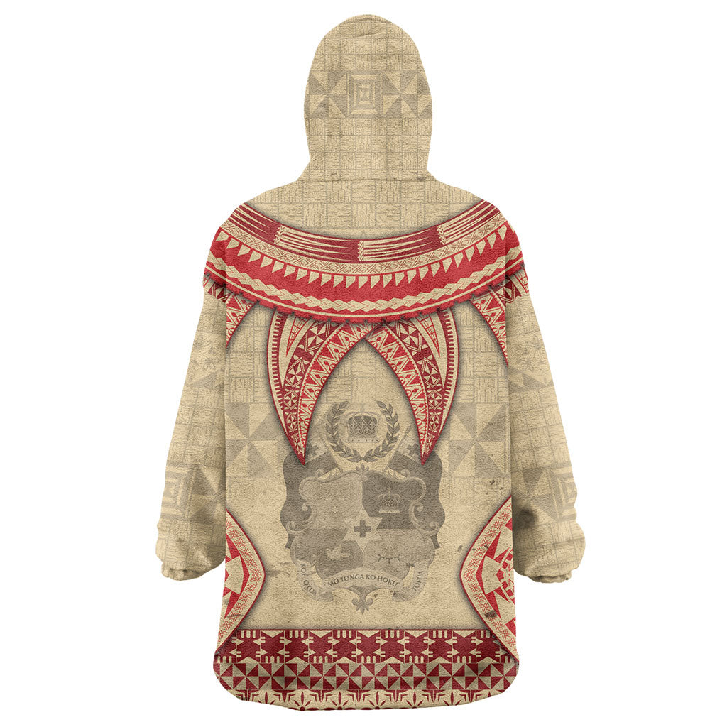 Tonga Language Week Wearable Blanket Hoodie Tribal Cross Ngatu Floral Pattern