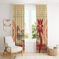 Tonga Language Week Window Curtain Tribal Cross Ngatu Floral Pattern