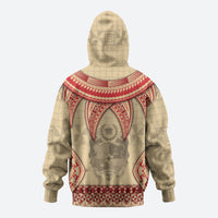 Tonga Language Week Zip Hoodie Tribal Cross Ngatu Floral Pattern
