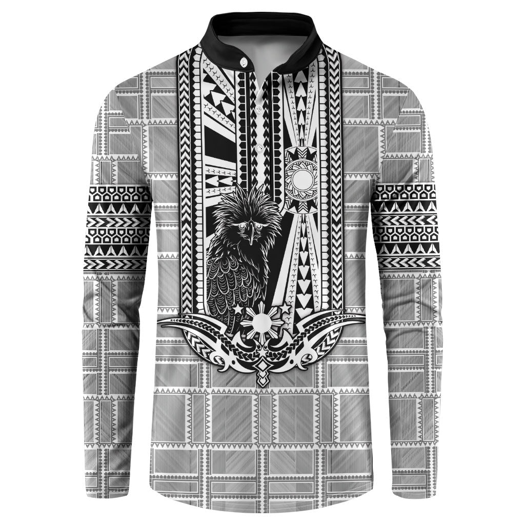 Mabuhay Philippines Festival Button Sweatshirt Philippine Eagle Sun Three Stars Barong Pattern