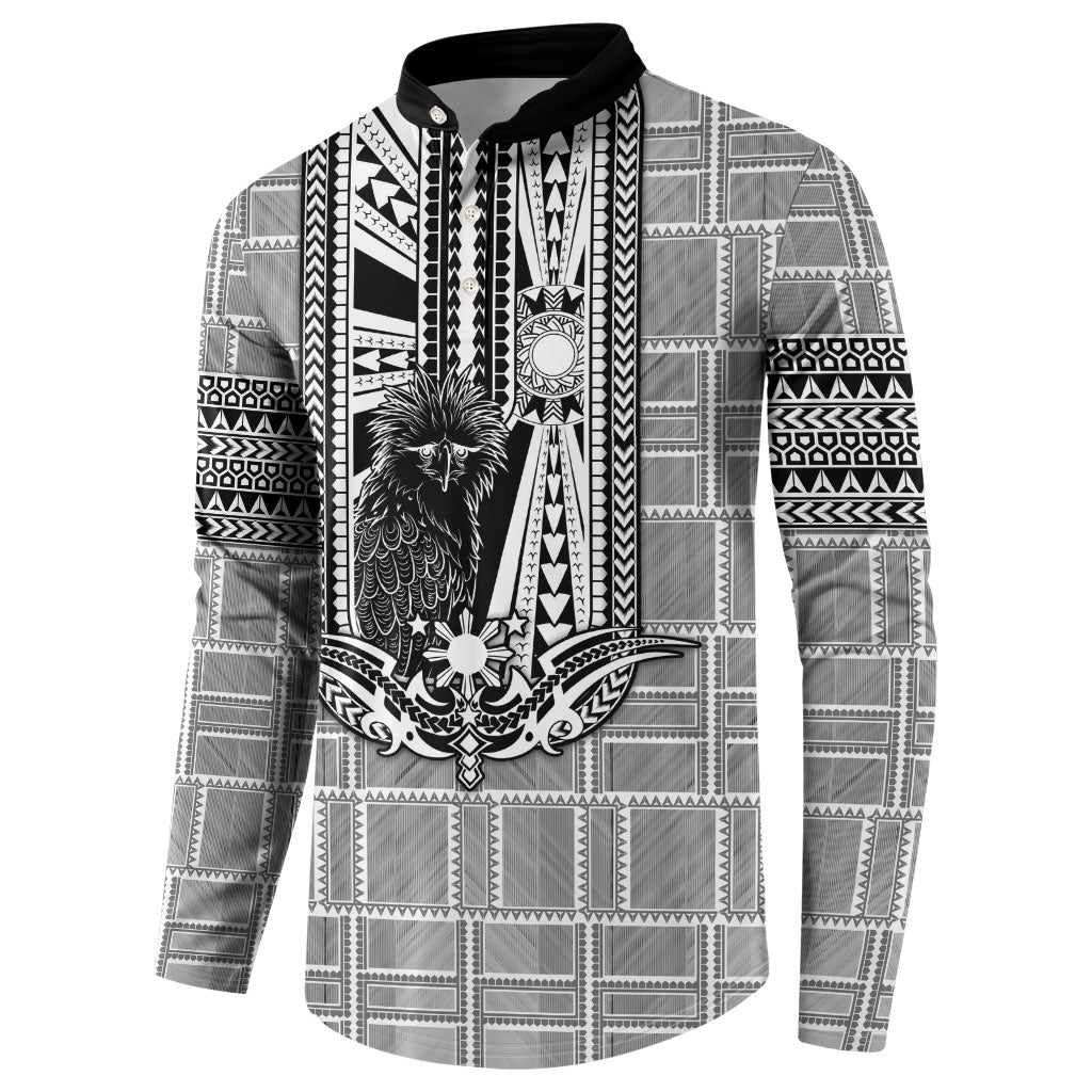 Mabuhay Philippines Festival Button Sweatshirt Philippine Eagle Sun Three Stars Barong Pattern