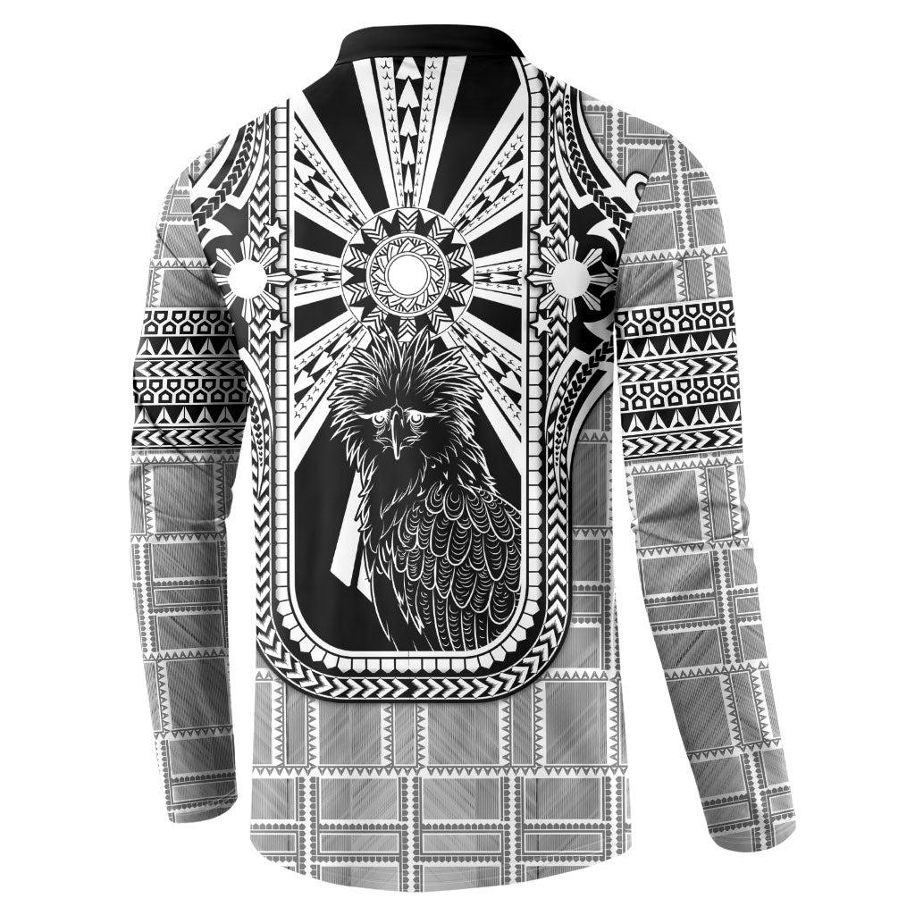 Mabuhay Philippines Festival Button Sweatshirt Philippine Eagle Sun Three Stars Barong Pattern