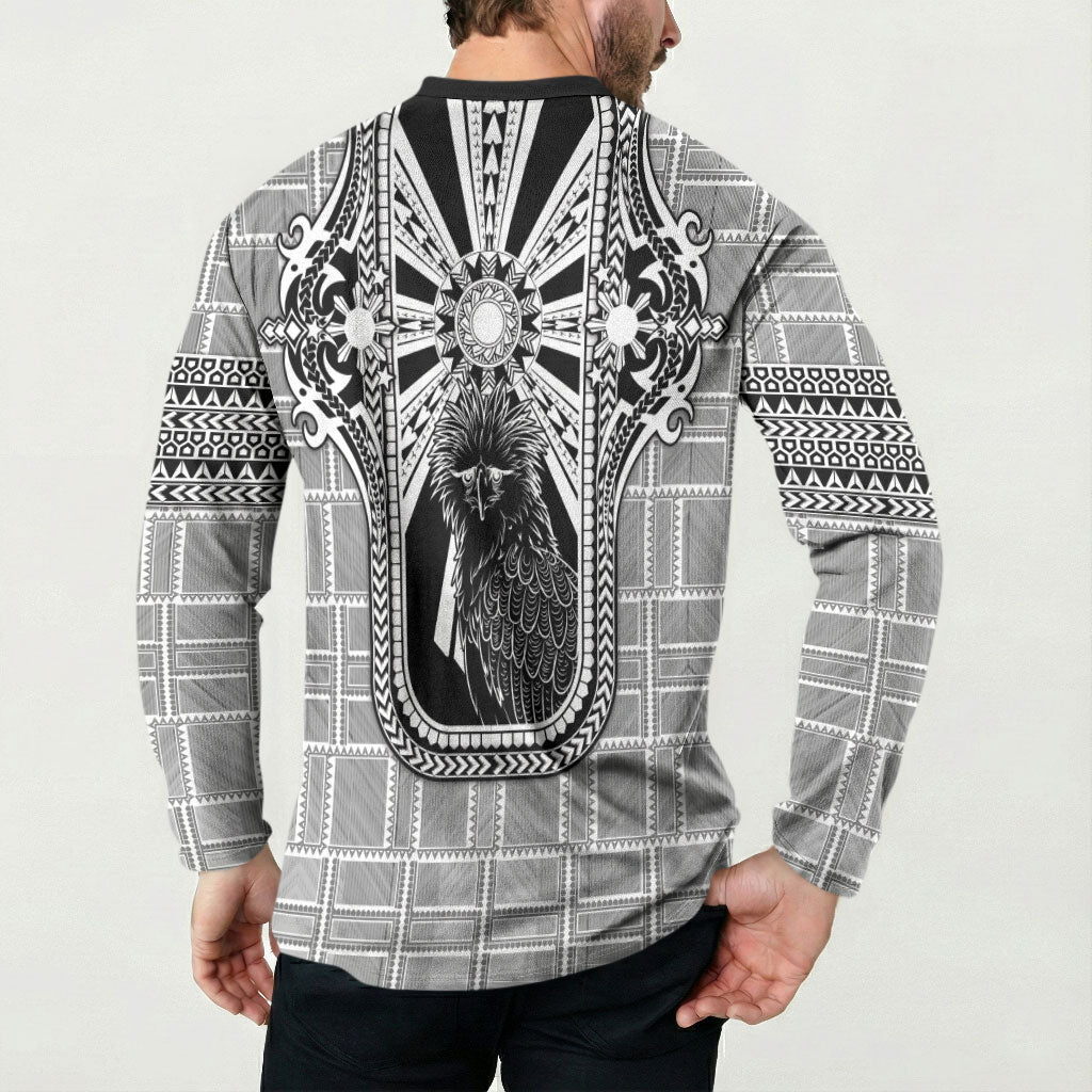 Mabuhay Philippines Festival Button Sweatshirt Philippine Eagle Sun Three Stars Barong Pattern