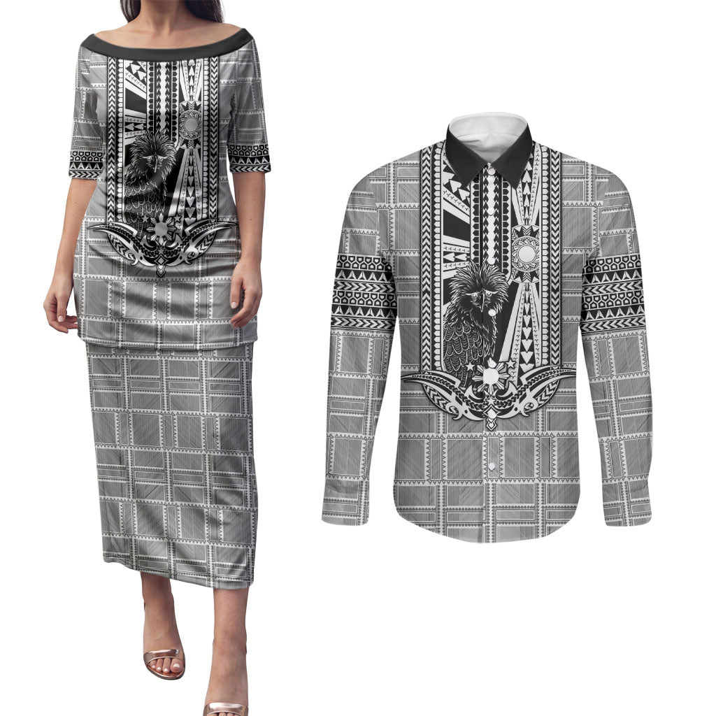 Mabuhay Philippines Festival Couples Matching Puletasi and Long Sleeve Button Shirt Philippine Eagle Sun Three Stars Barong Pattern