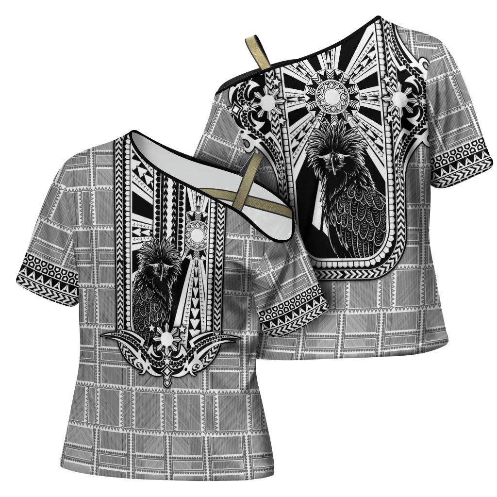 Mabuhay Philippines Festival Cross Shoulder Shirt Philippine Eagle Sun Three Stars Barong Pattern