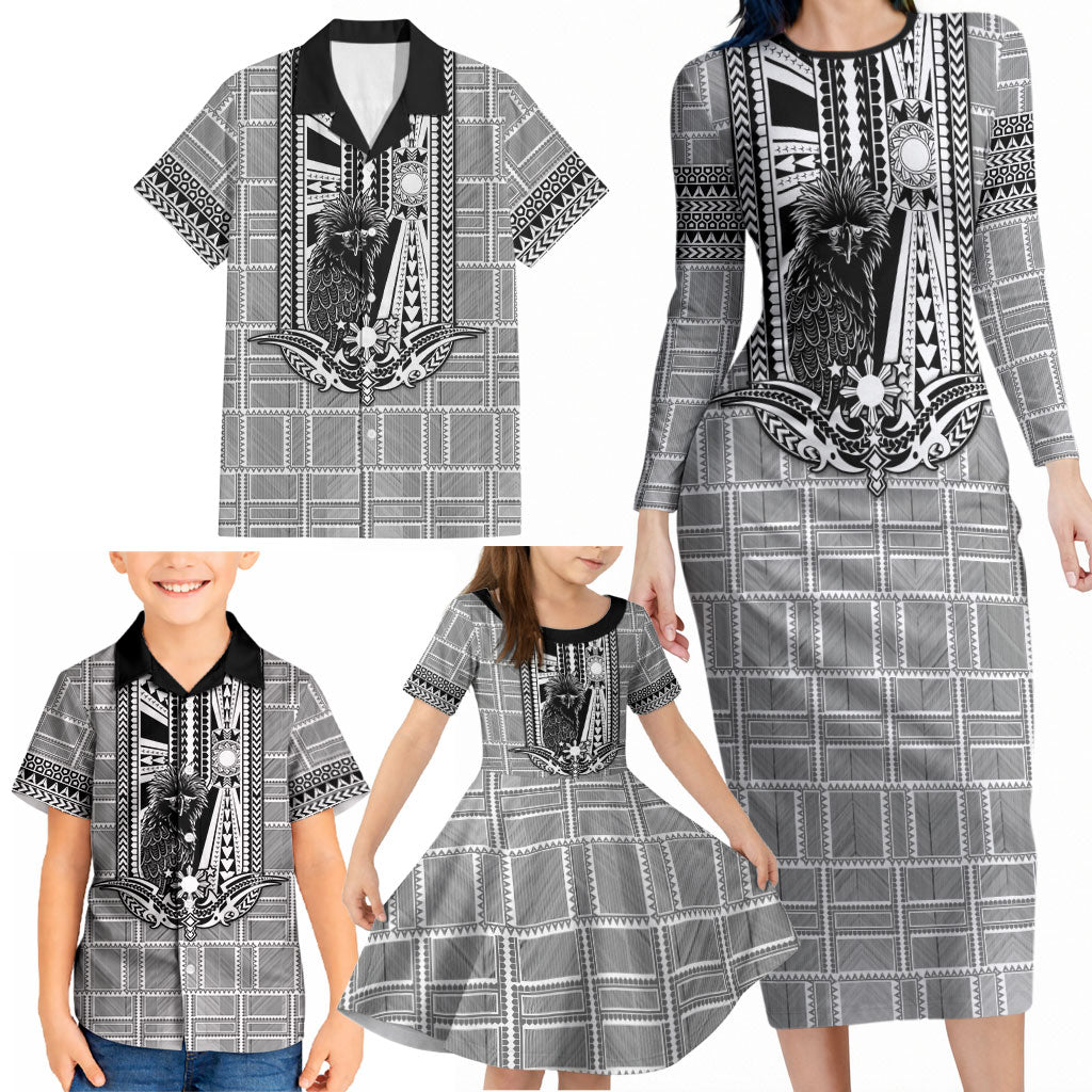 Mabuhay Philippines Festival Family Matching Long Sleeve Bodycon Dress and Hawaiian Shirt Philippine Eagle Sun Three Stars Barong Pattern DT05 - Polynesian Pride