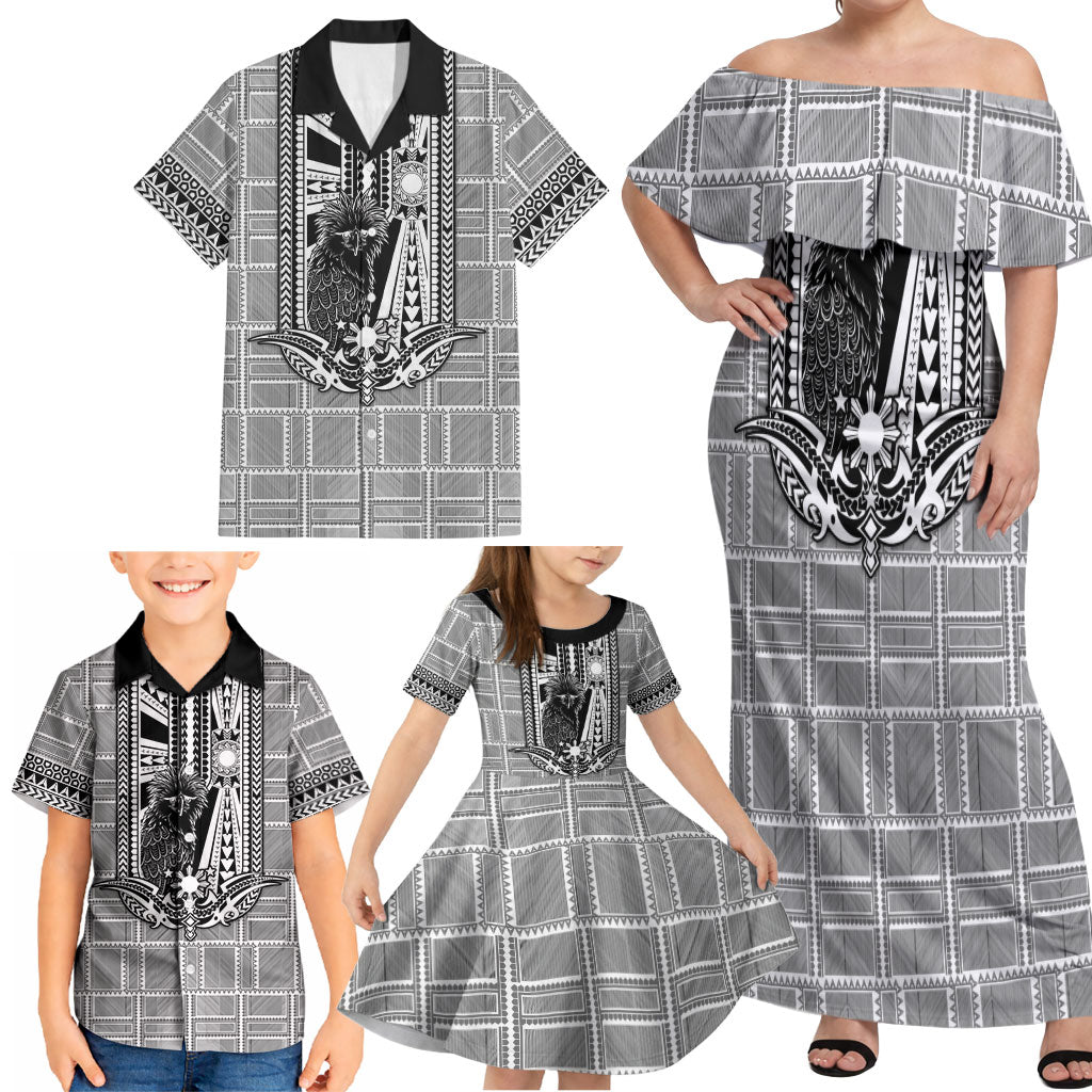 Mabuhay Philippines Festival Family Matching Off Shoulder Maxi Dress and Hawaiian Shirt Philippine Eagle Sun Three Stars Barong Pattern DT05 - Polynesian Pride