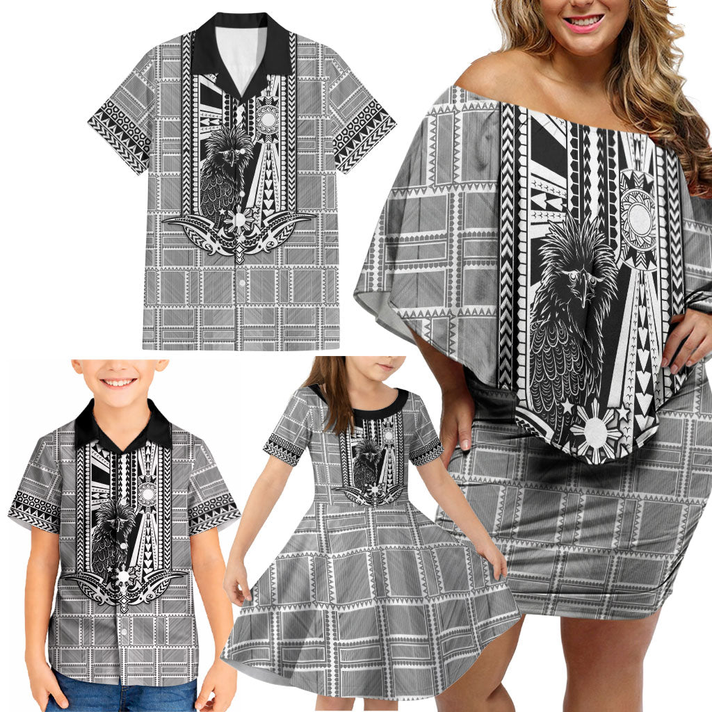 Mabuhay Philippines Festival Family Matching Off Shoulder Short Dress and Hawaiian Shirt Philippine Eagle Sun Three Stars Barong Pattern DT05 - Polynesian Pride