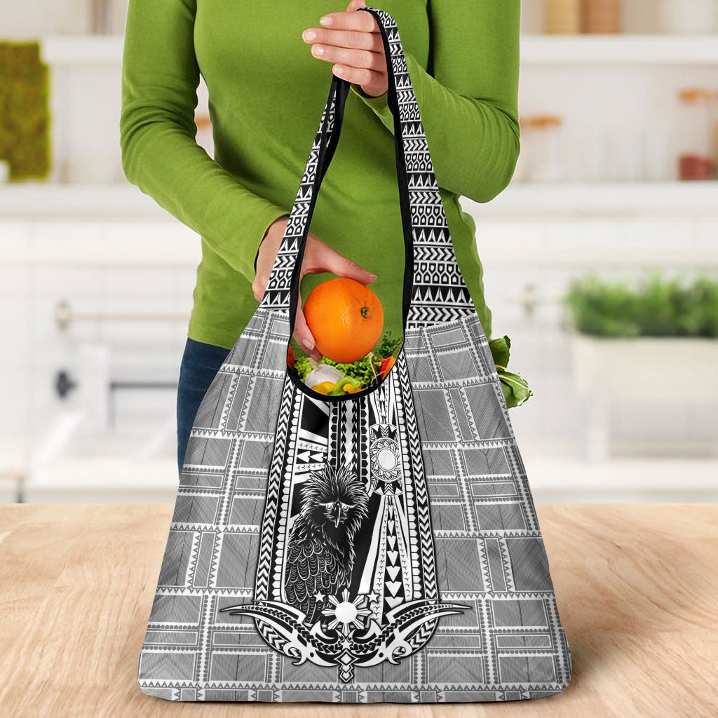 Mabuhay Philippines Festival Grocery Bag Philippine Eagle Sun Three Stars Barong Pattern