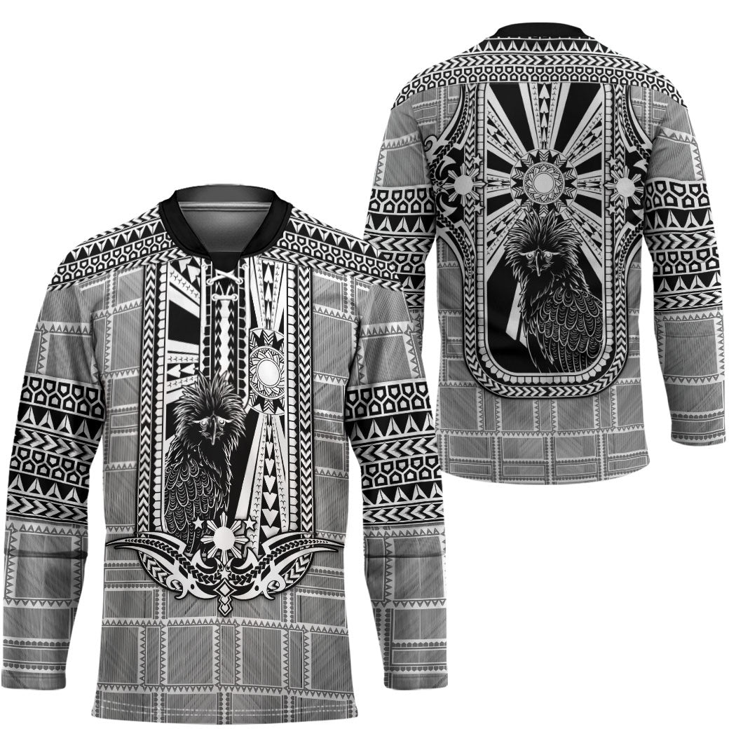 Mabuhay Philippines Festival Hockey Jersey Philippine Eagle Sun Three Stars Barong Pattern