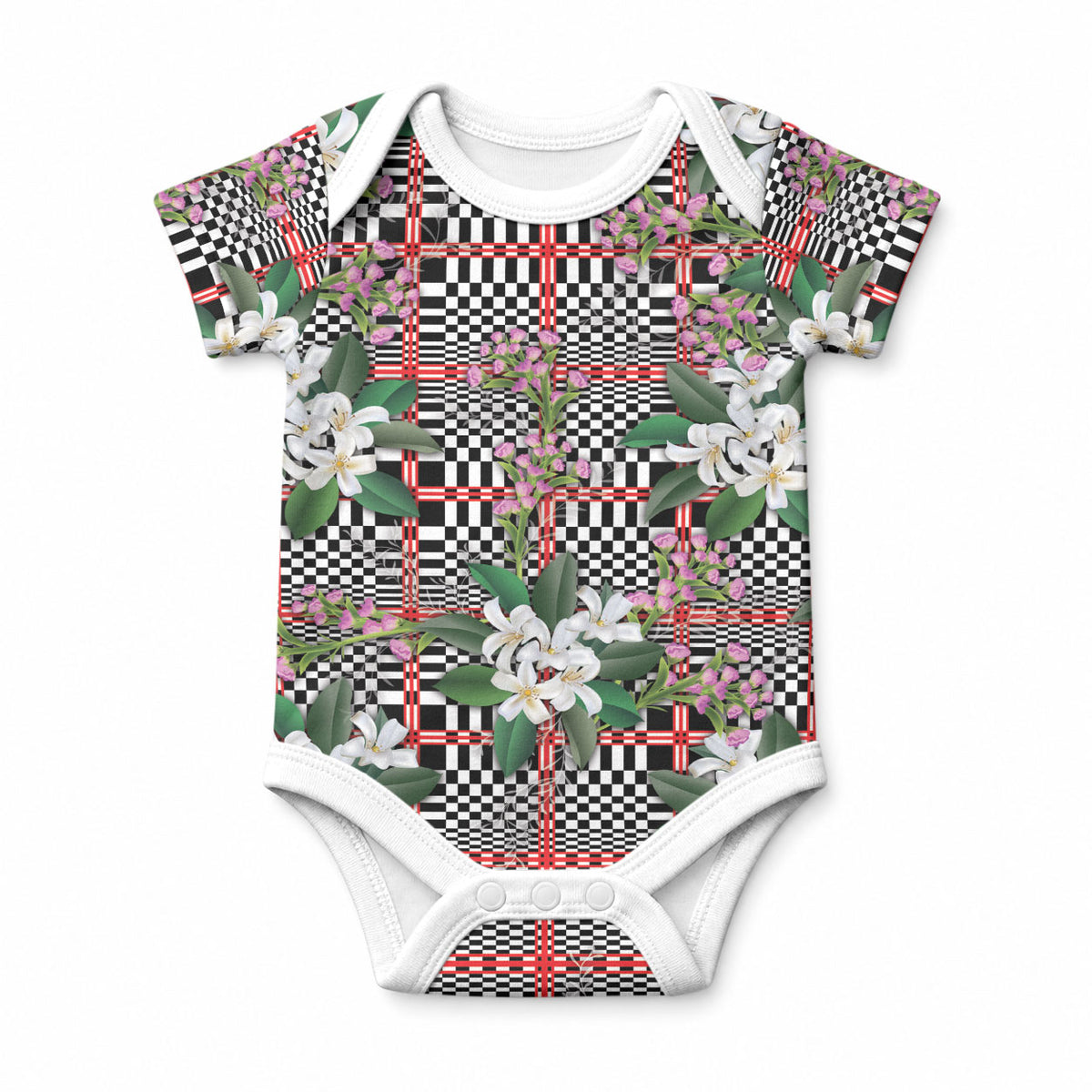 Red Binakol Motifs With Jasminum Sambac Baby Onesie Mabuhay Philippines Festival