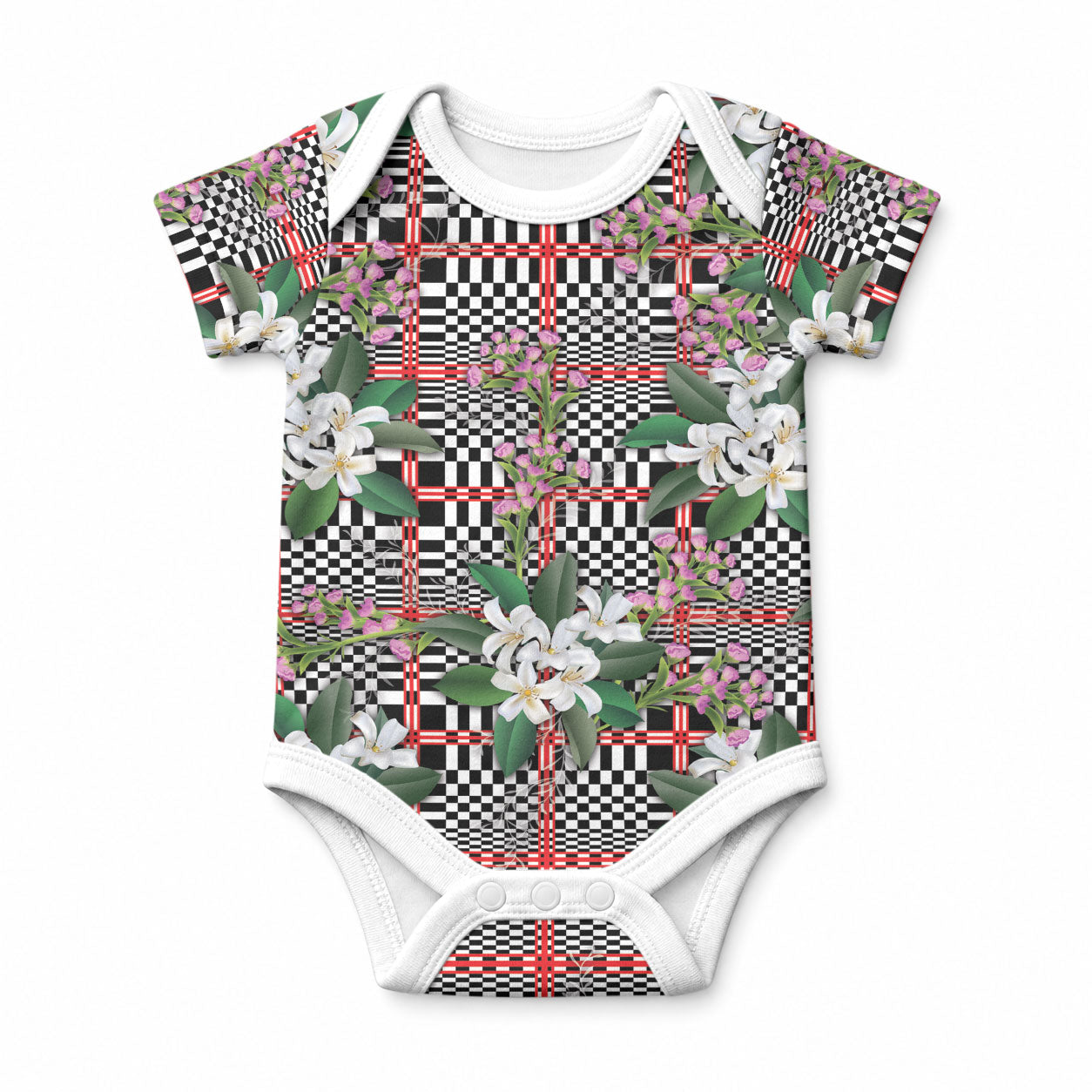 Red Binakol Motifs With Jasminum Sambac Baby Onesie Mabuhay Philippines Festival