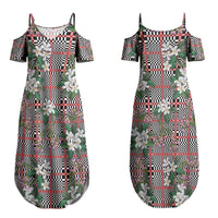 Red Binakol Motifs With Jasminum Sambac Couples Matching Summer Maxi Dress and Long Sleeve Button Shirt Mabuhay Philippines Festival