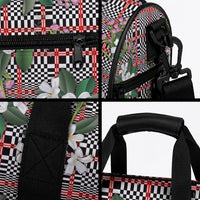Red Binakol Motifs With Jasminum Sambac Duffle Bag Mabuhay Philippines Festival