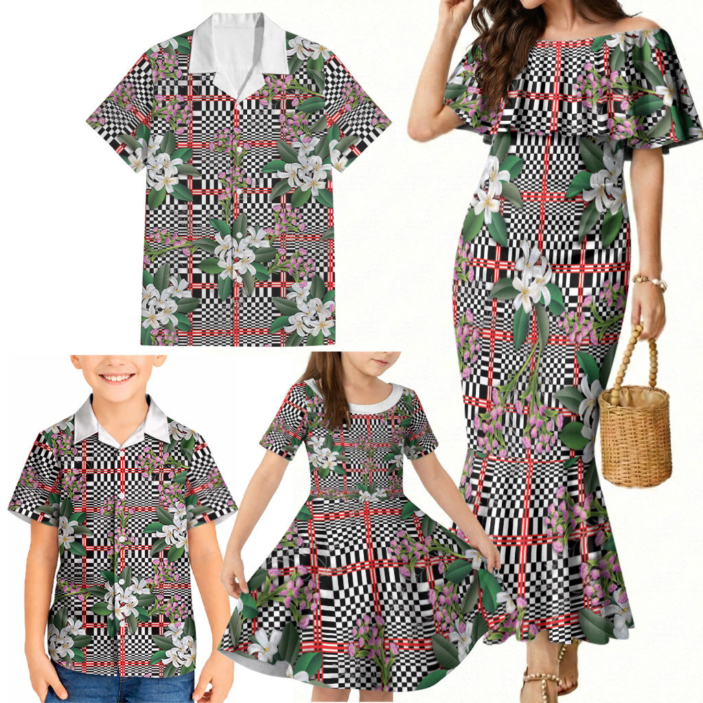 Red Binakol Motifs With Jasminum Sambac Family Matching Mermaid Dress and Hawaiian Shirt Mabuhay Philippines Festival DT05 - Polynesian Pride