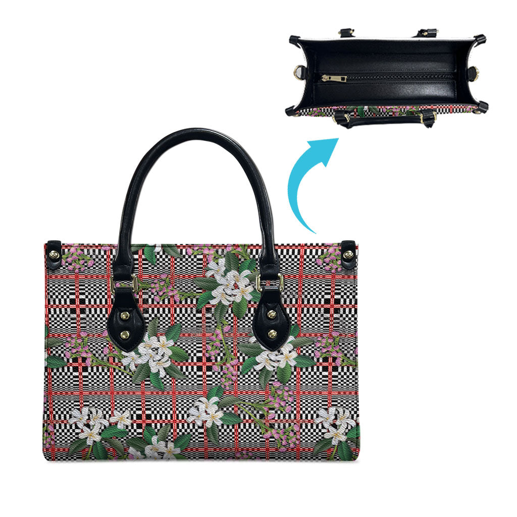 Red Binakol Motifs With Jasminum Sambac Leather Bag Mabuhay Philippines Festival