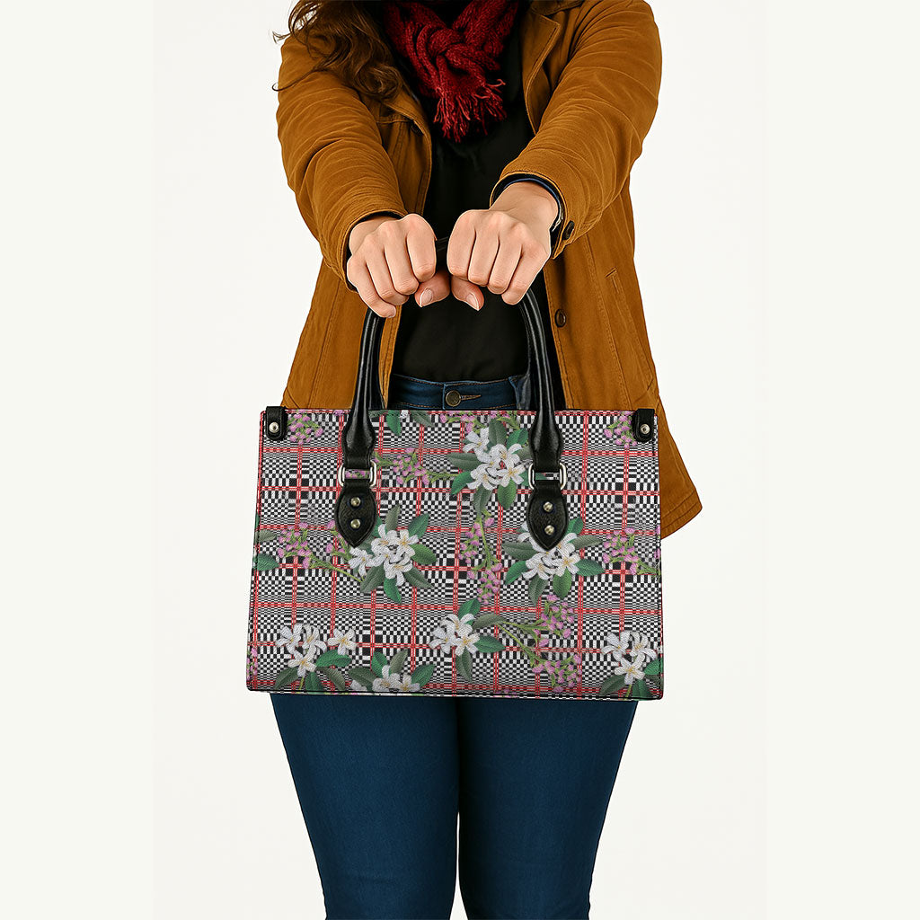 Red Binakol Motifs With Jasminum Sambac Leather Bag Mabuhay Philippines Festival