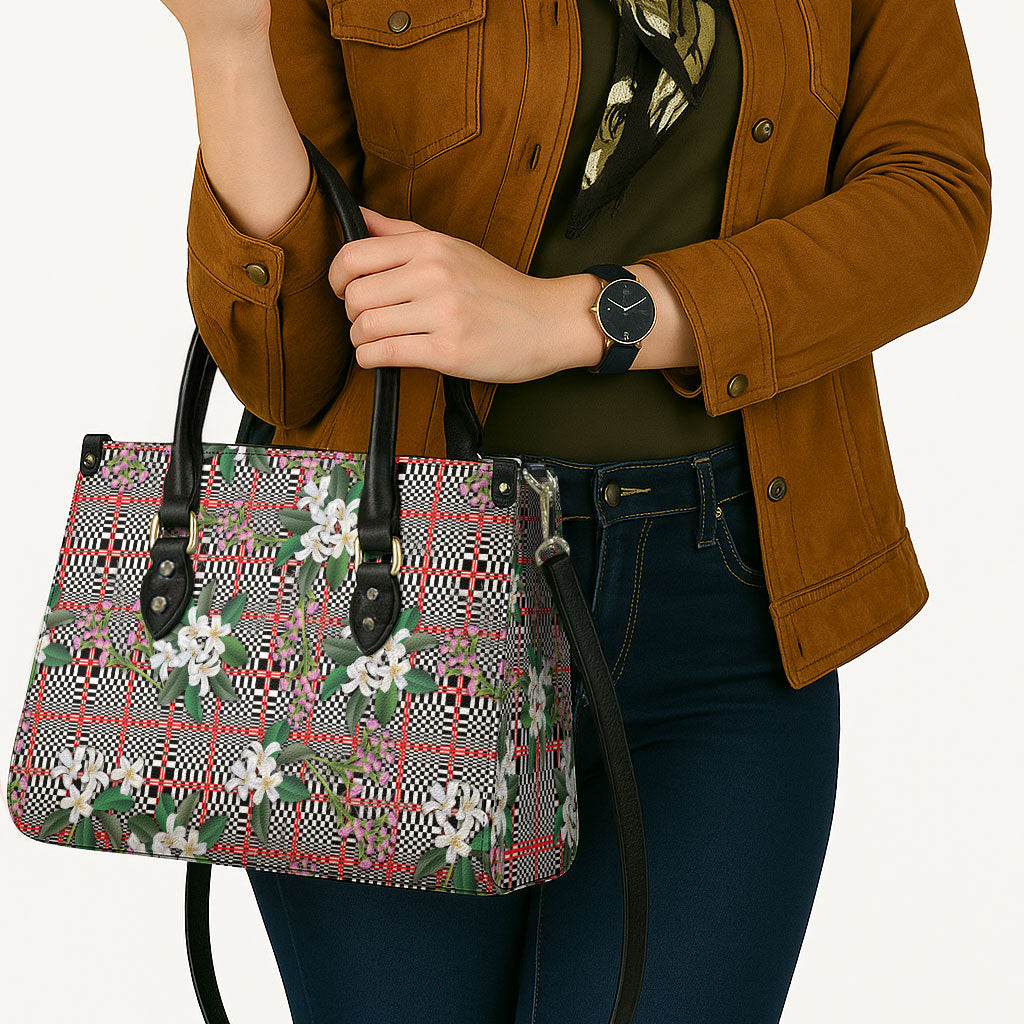 Red Binakol Motifs With Jasminum Sambac Leather Bag Mabuhay Philippines Festival