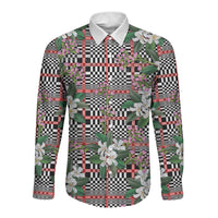 Red Binakol Motifs With Jasminum Sambac Long Sleeve Button Shirt Mabuhay Philippines Festival