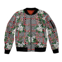 Red Binakol Motifs With Jasminum Sambac Sleeve Zip Bomber Jacket Mabuhay Philippines Festival