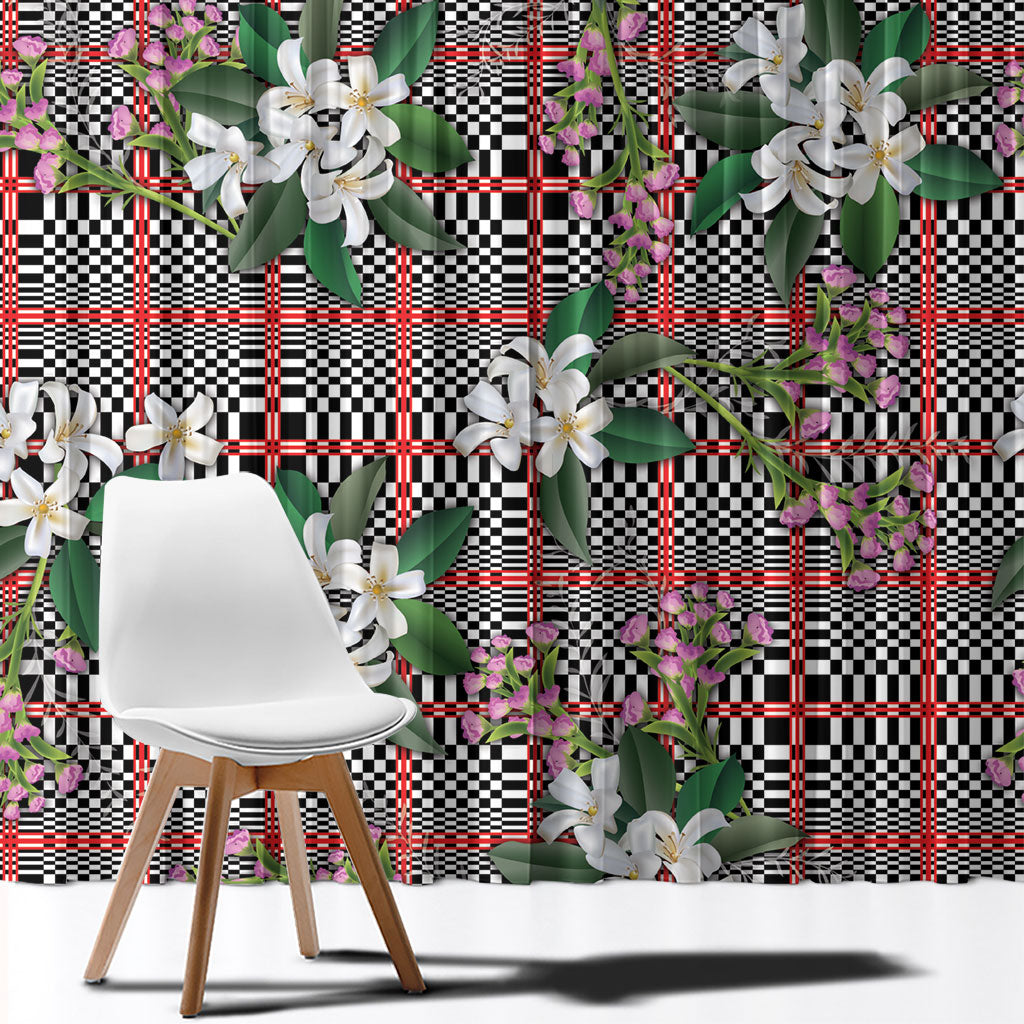 Red Binakol Motifs With Jasminum Sambac Window Curtain Mabuhay Philippines Festival