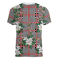Red Binakol Motifs With Jasminum Sambac Women V-Neck T-Shirt Mabuhay Philippines Festival