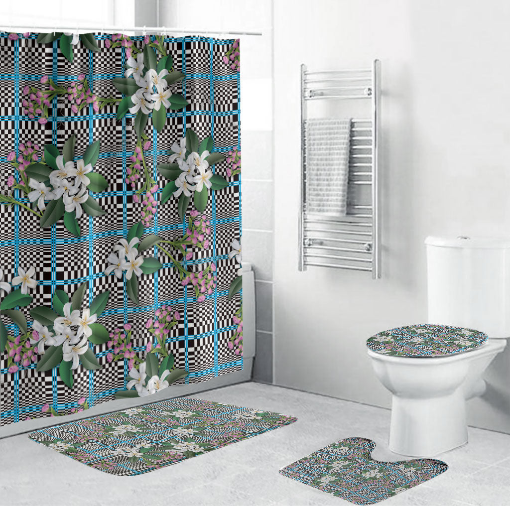 Blue Binakol Motifs With Jasminum Sambac Bathroom Set Mabuhay Philippines Festival