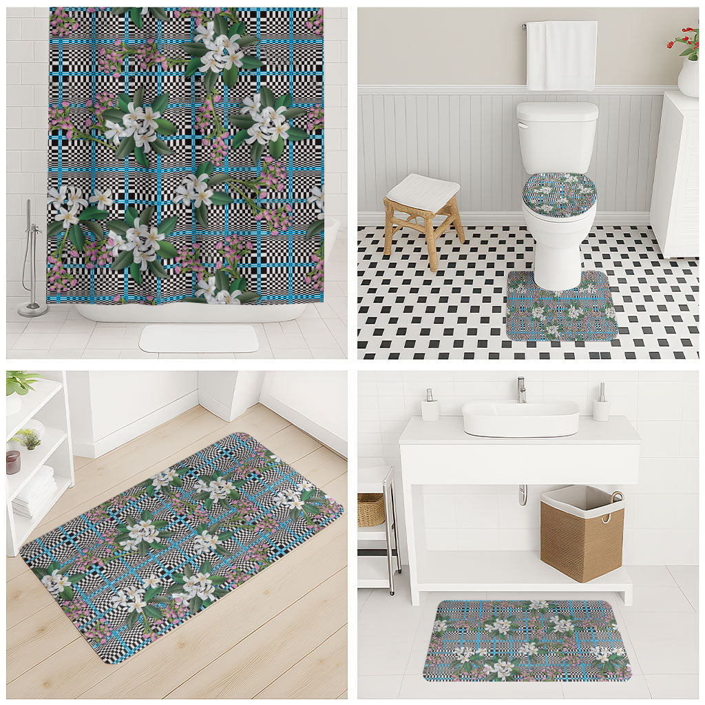 Blue Binakol Motifs With Jasminum Sambac Bathroom Set Mabuhay Philippines Festival