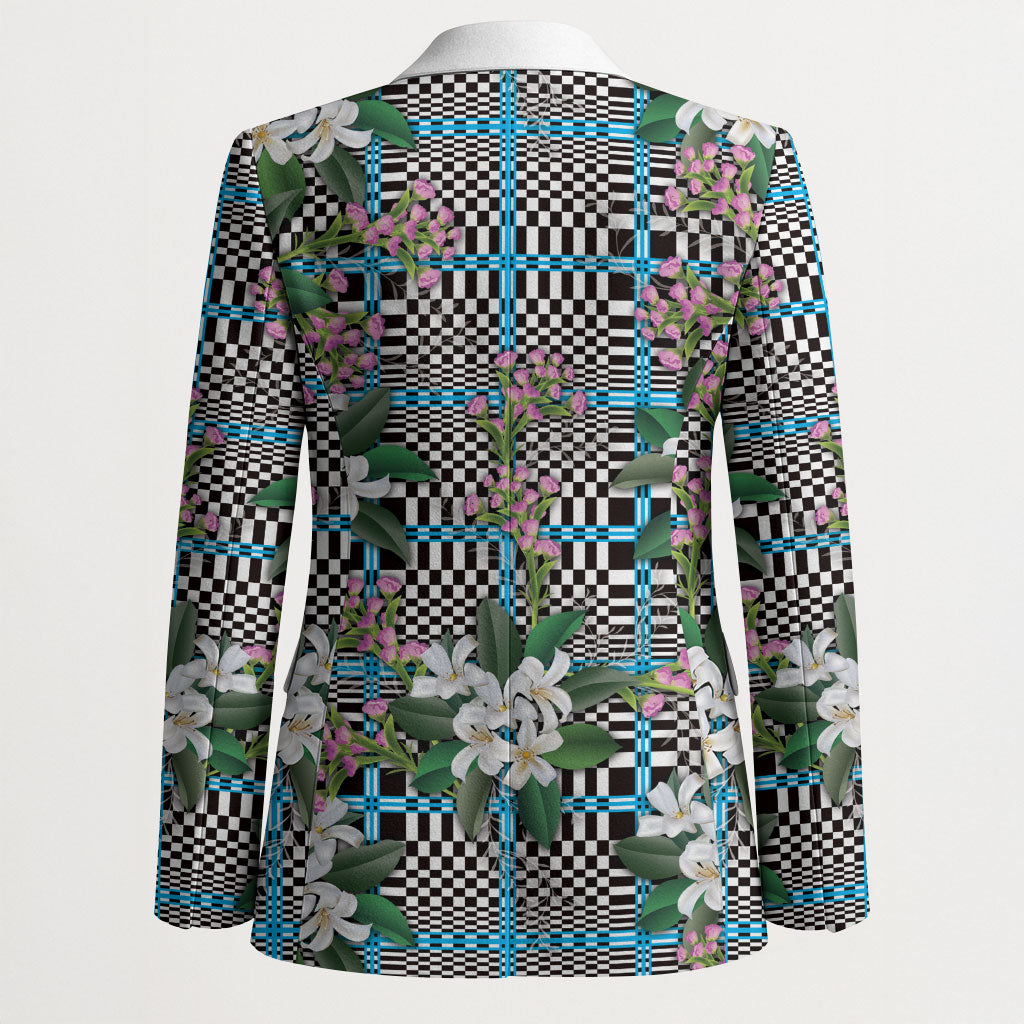 Blue Binakol Motifs With Jasminum Sambac Blazer Mabuhay Philippines Festival