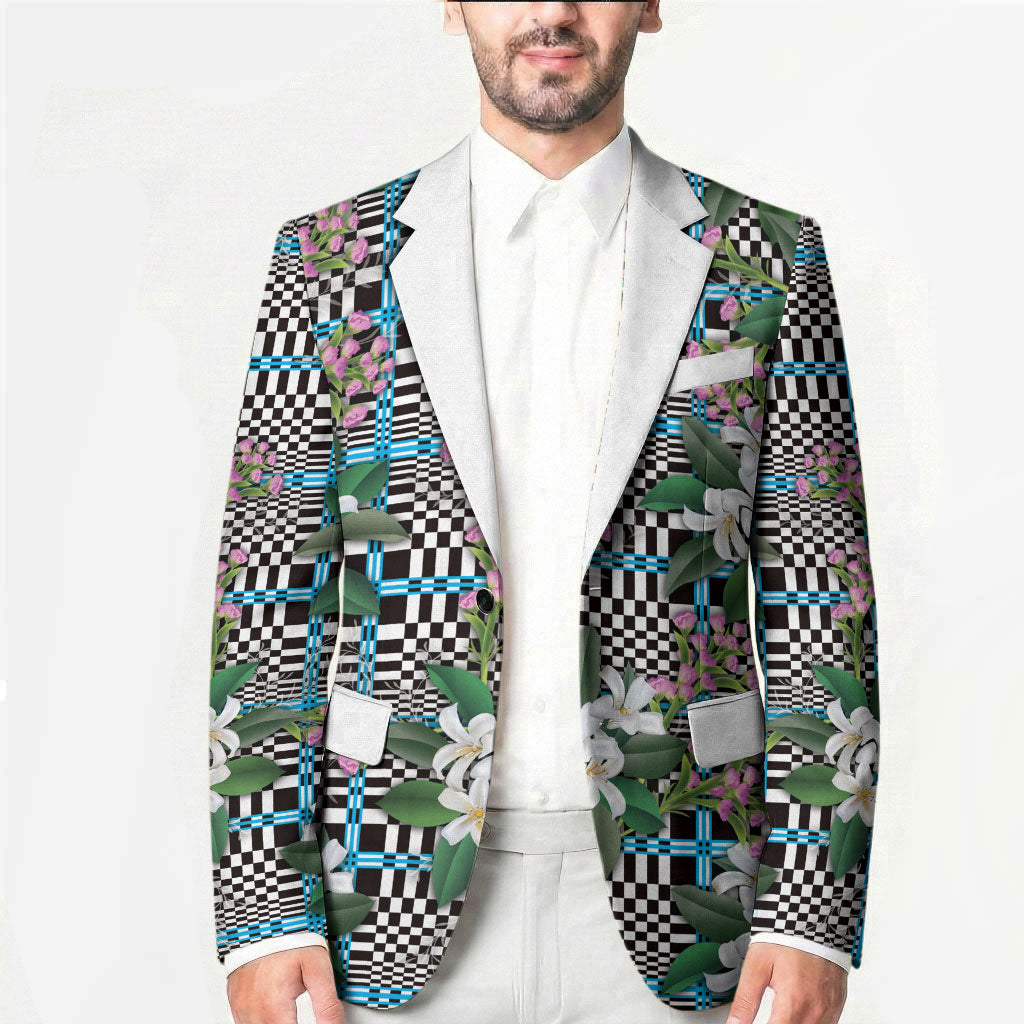 Blue Binakol Motifs With Jasminum Sambac Blazer Mabuhay Philippines Festival
