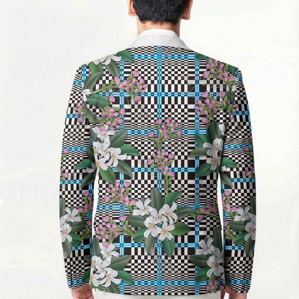 Blue Binakol Motifs With Jasminum Sambac Blazer Mabuhay Philippines Festival