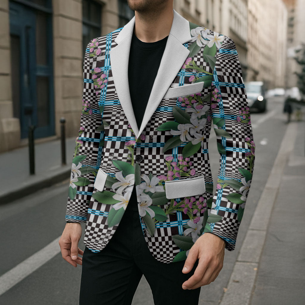 Blue Binakol Motifs With Jasminum Sambac Blazer Mabuhay Philippines Festival