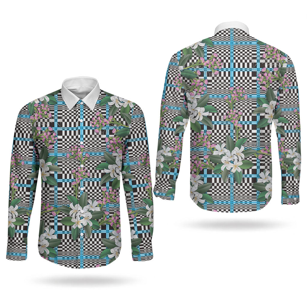 Blue Binakol Motifs With Jasminum Sambac Couples Matching Short Sleeve Bodycon Dress and Long Sleeve Button Shirt Mabuhay Philippines Festival
