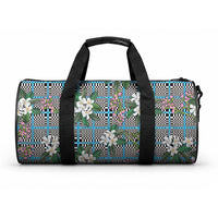 Blue Binakol Motifs With Jasminum Sambac Duffle Bag Mabuhay Philippines Festival