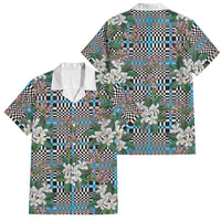 Blue Binakol Motifs With Jasminum Sambac Family Matching Puletasi and Hawaiian Shirt Mabuhay Philippines Festival